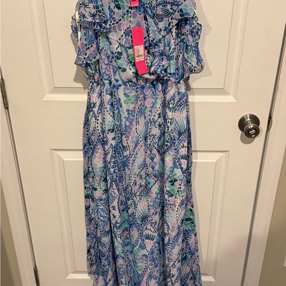 Lilly Pulitzer Blue Lavender Print Maxi Dress NWT